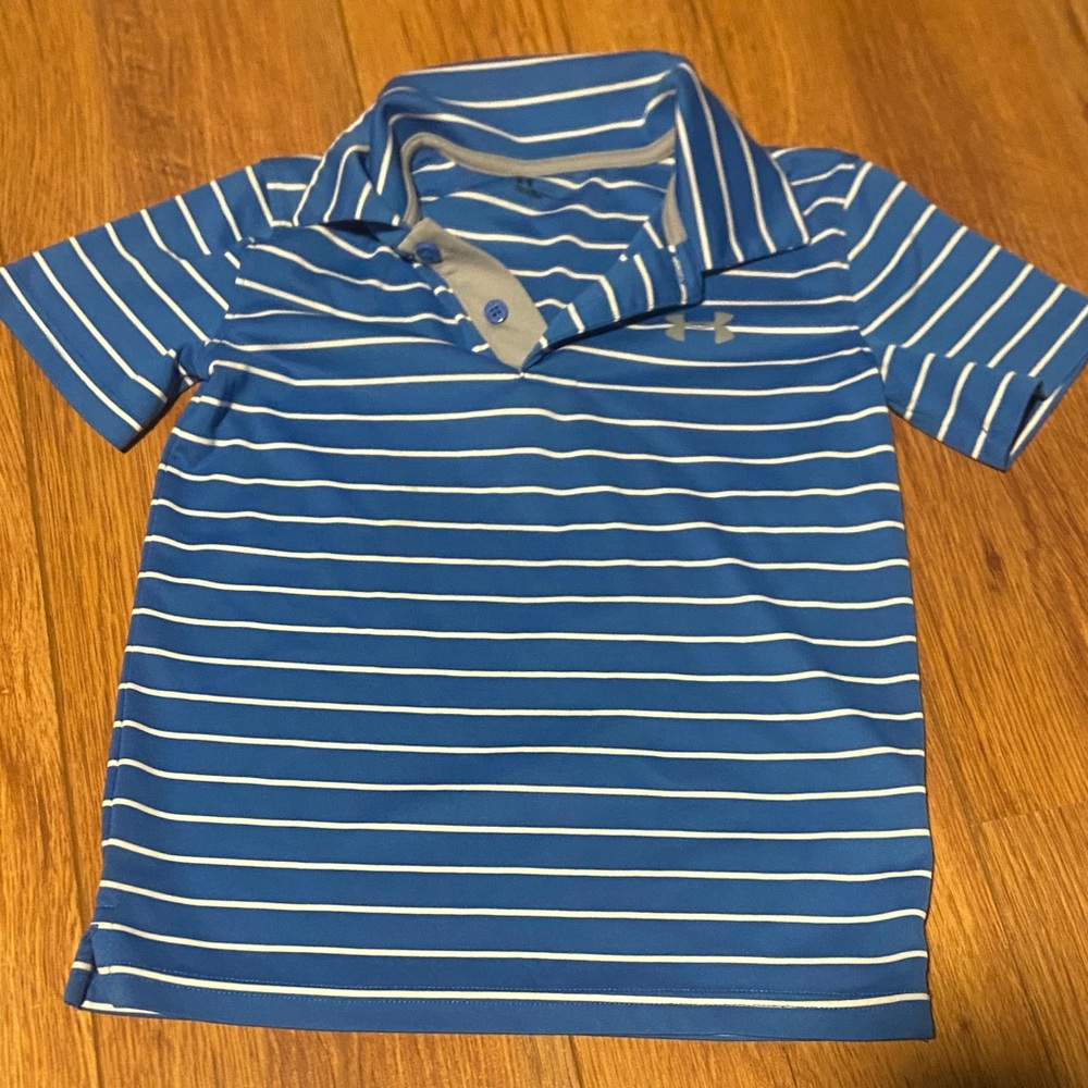 Under Armour Kids Polo Shirt in Blue and White Stripes